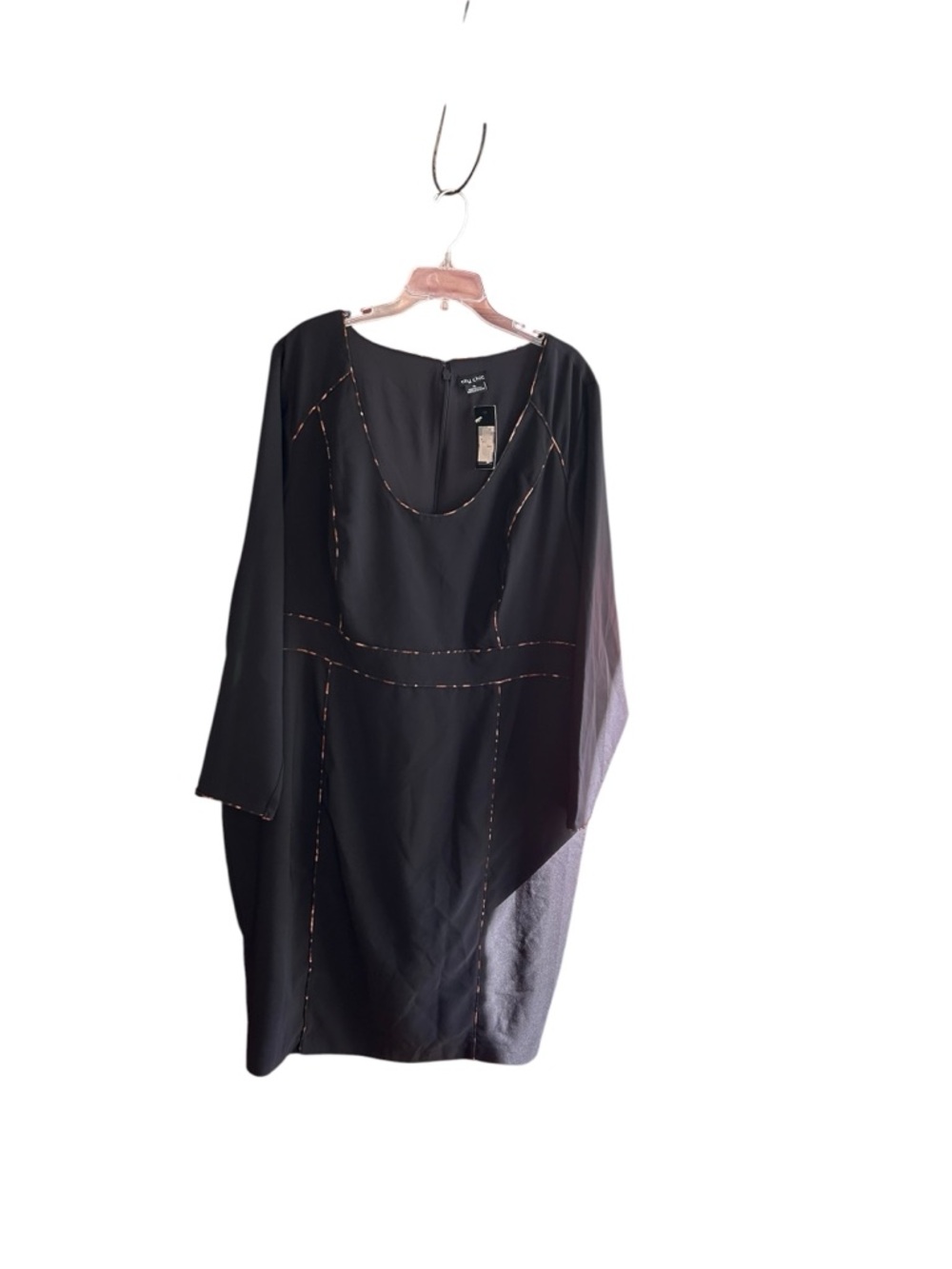 NWT City Chic black dress with contrast topstitching sheath dress Sz XL (US 22)